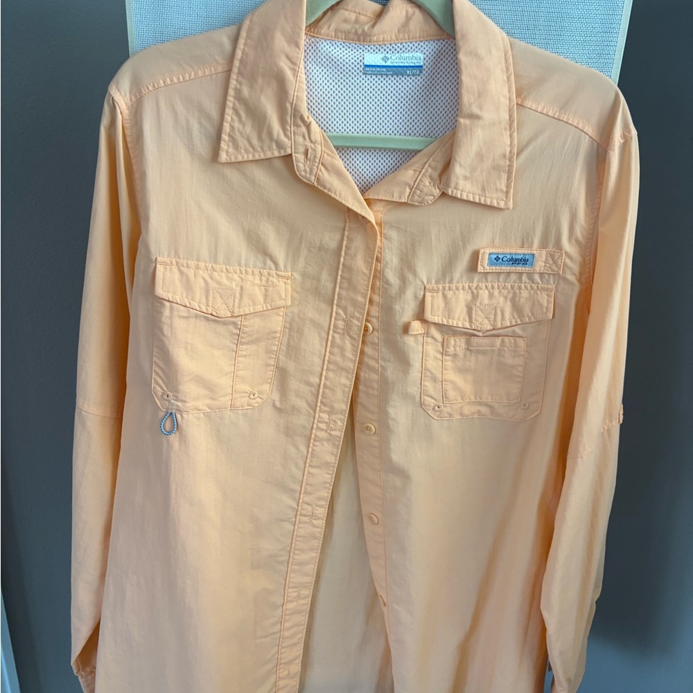 Columbia Light Orange Button-Up Shirt